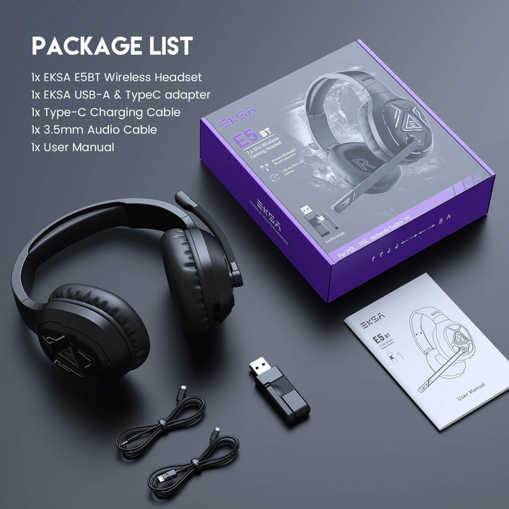 E5bt gaming headset packing list