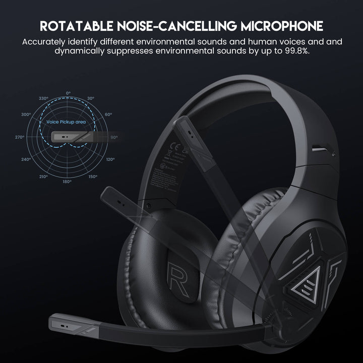 E5bt gaming headset with rotatable microphone